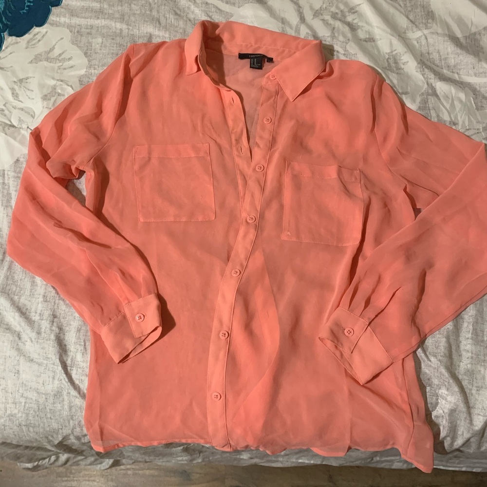 Forever 21 Sheer Button Blouse